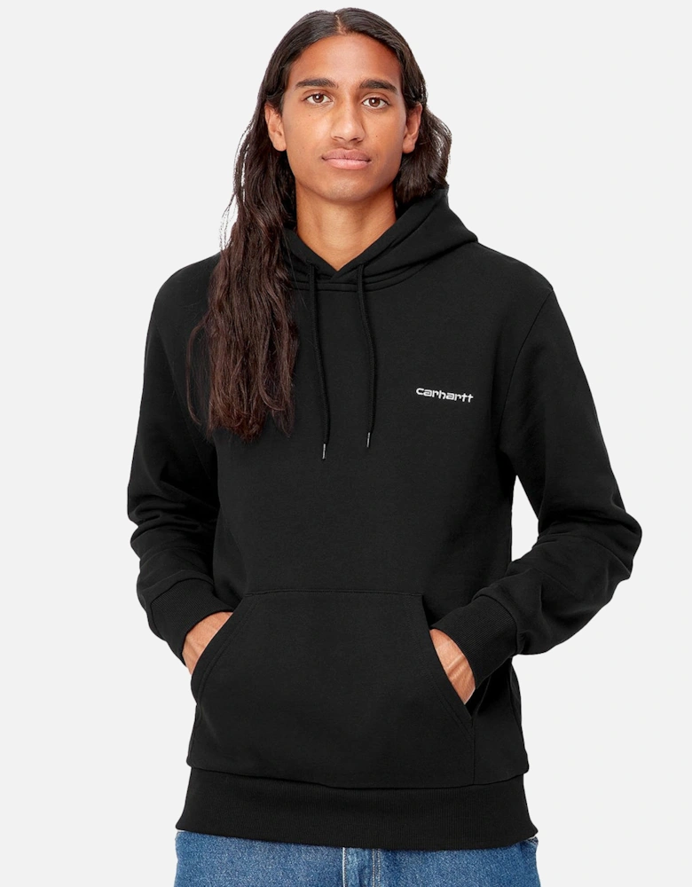 Hooded Script Embroidery Sweat Black/White