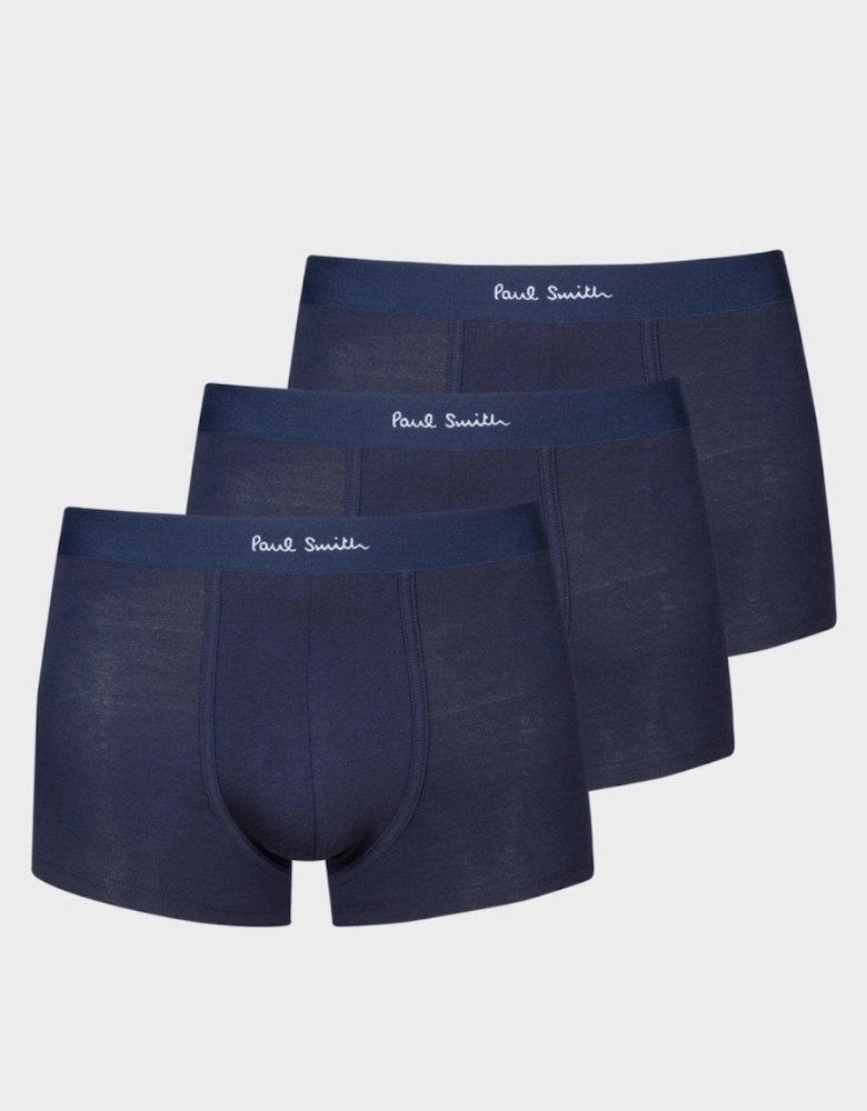 3 Pack Mens Plain Trunks with Script Logo Waistband