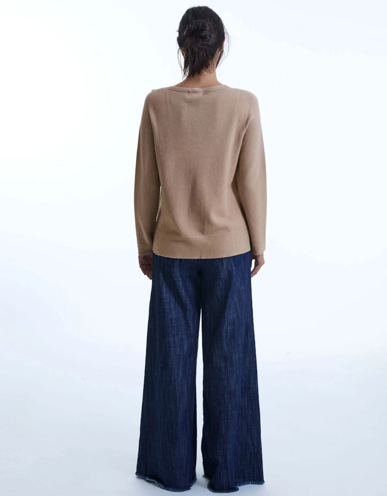 Side Button Taupe Jumper