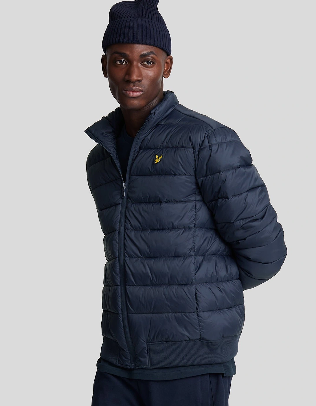 Lyle And Scott Men's Navy Funnel Neck Puffer Jacket Xl
