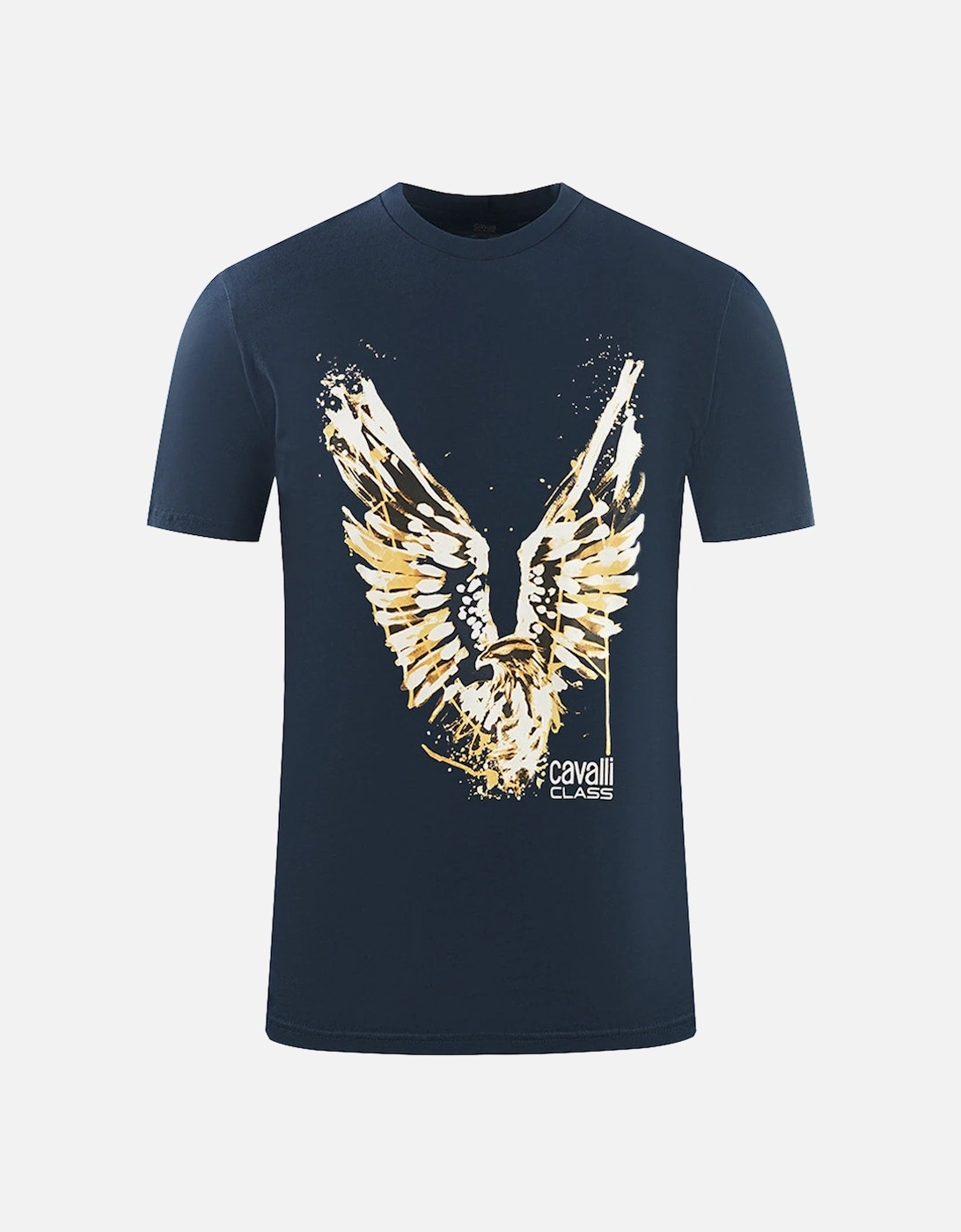 Cavalli Class Large Golden Eagle Logo Navy Blue T-Shirt, 2 of 1