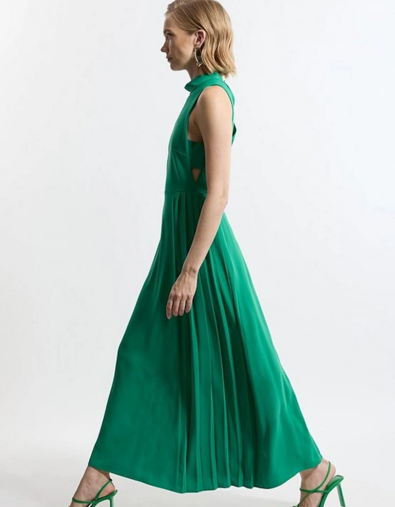 Soft Tailored Pleated Panel Midaxi Dress