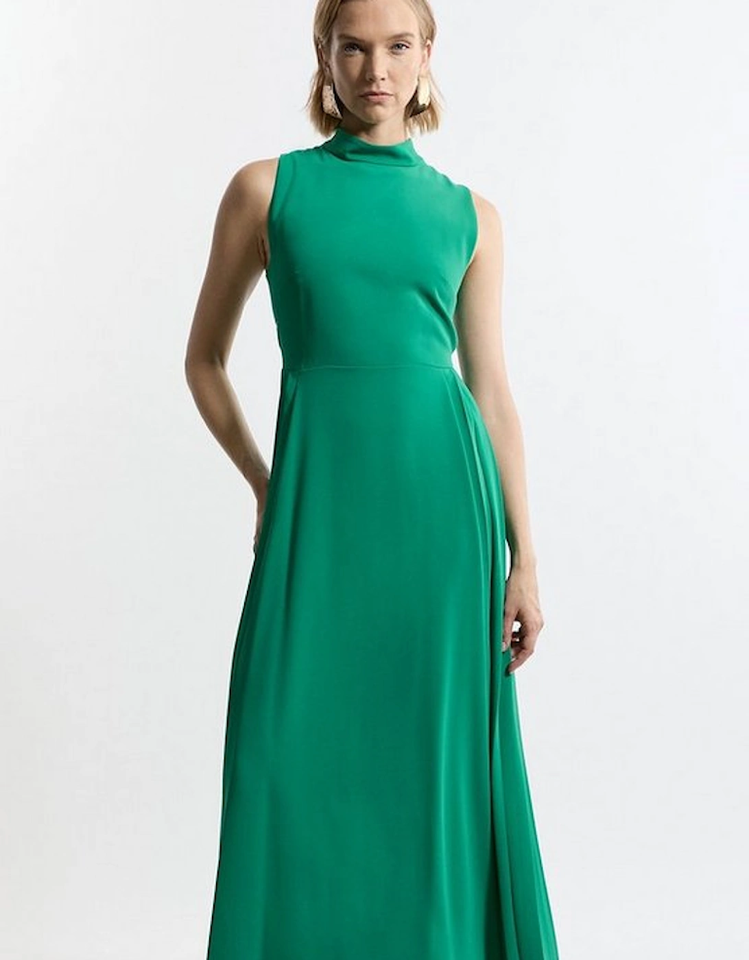 Soft Tailored Pleated Panel Midaxi Dress