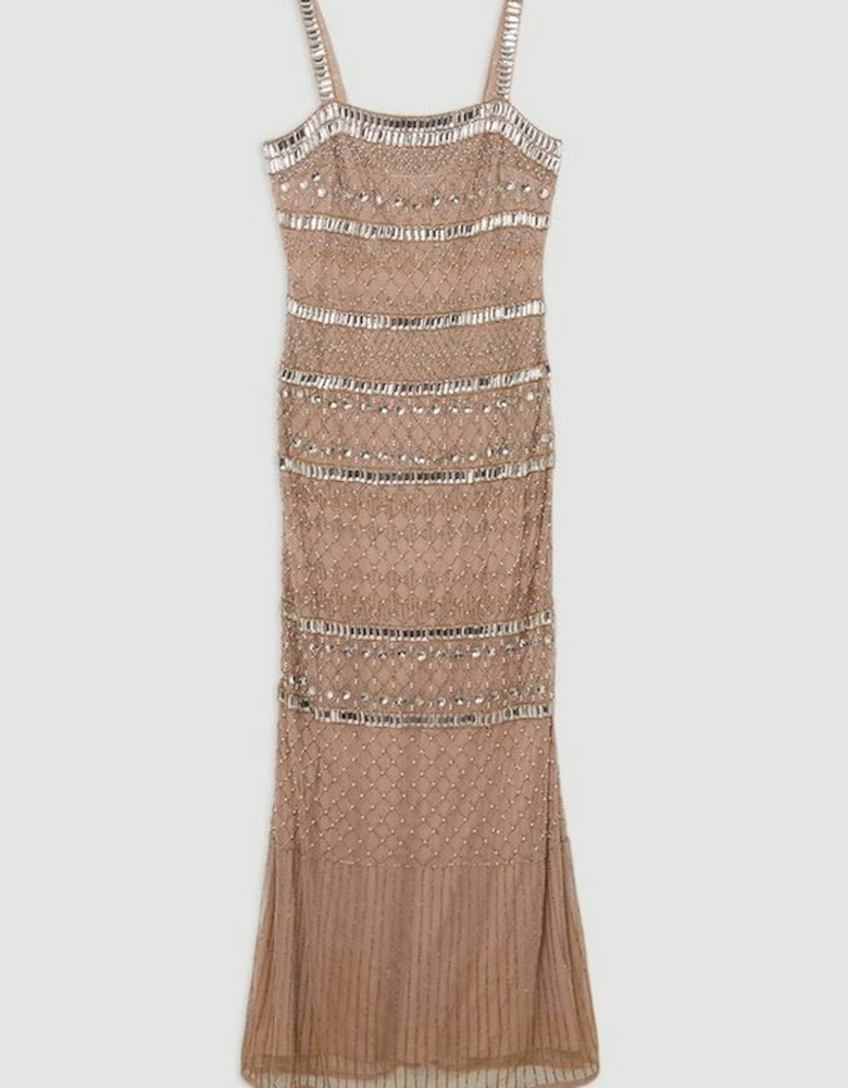 Embellished And Beaded Strappy Maxi Dress