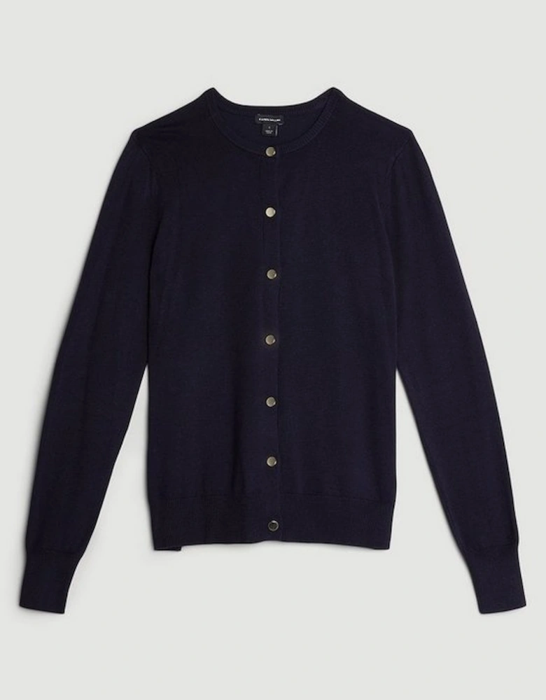 Viscose Blend Knitted Crew Neck Cardigan