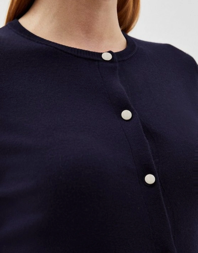 Viscose Blend Knitted Crew Neck Cardigan