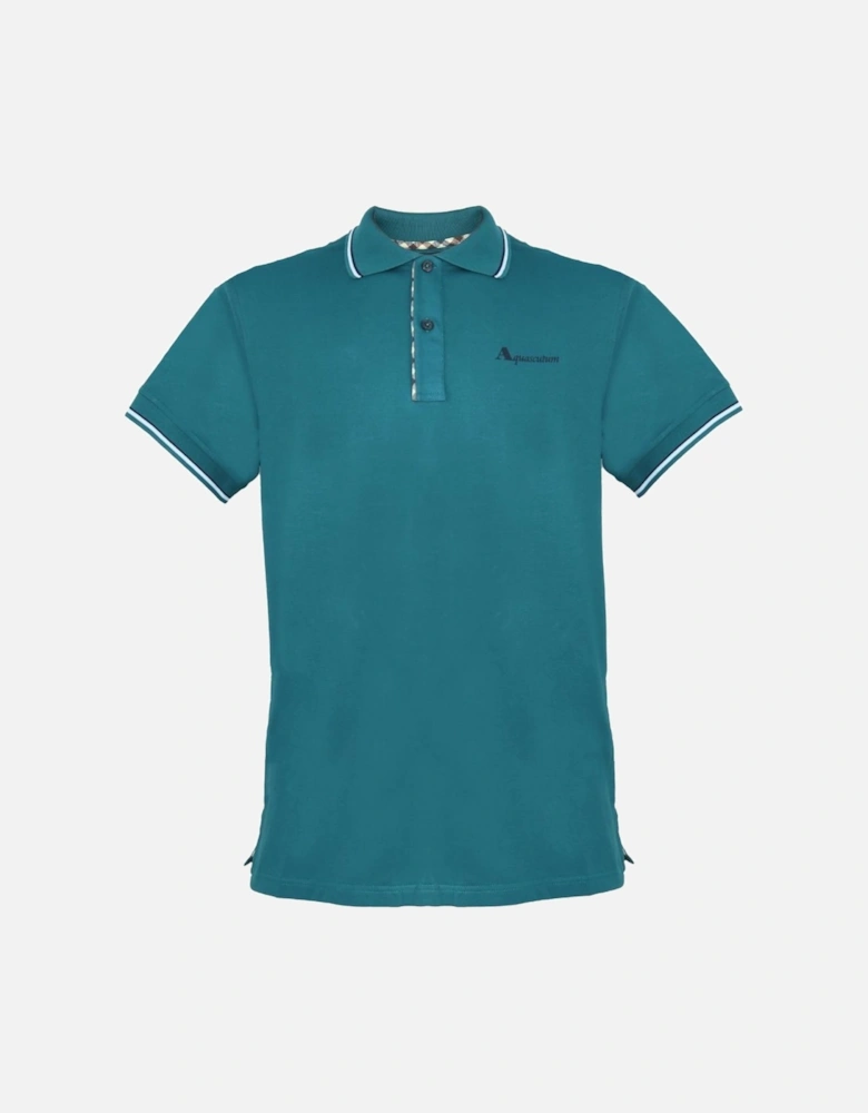 Tipped Collar Green Polo Shirt