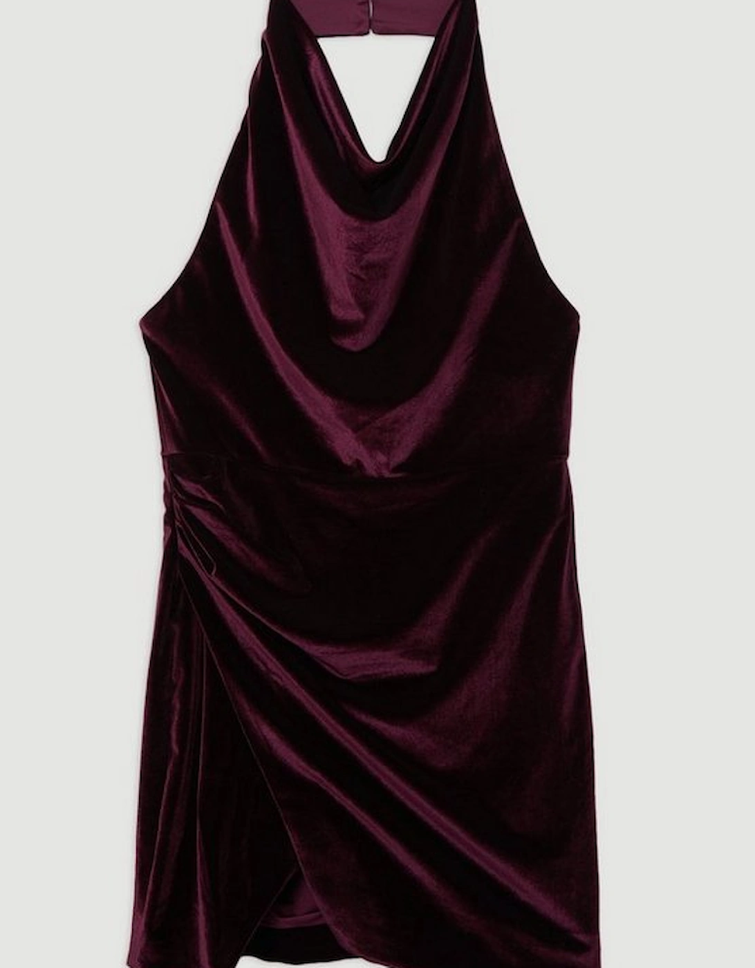 Stretch Velvet Halter Neck Mini Dress