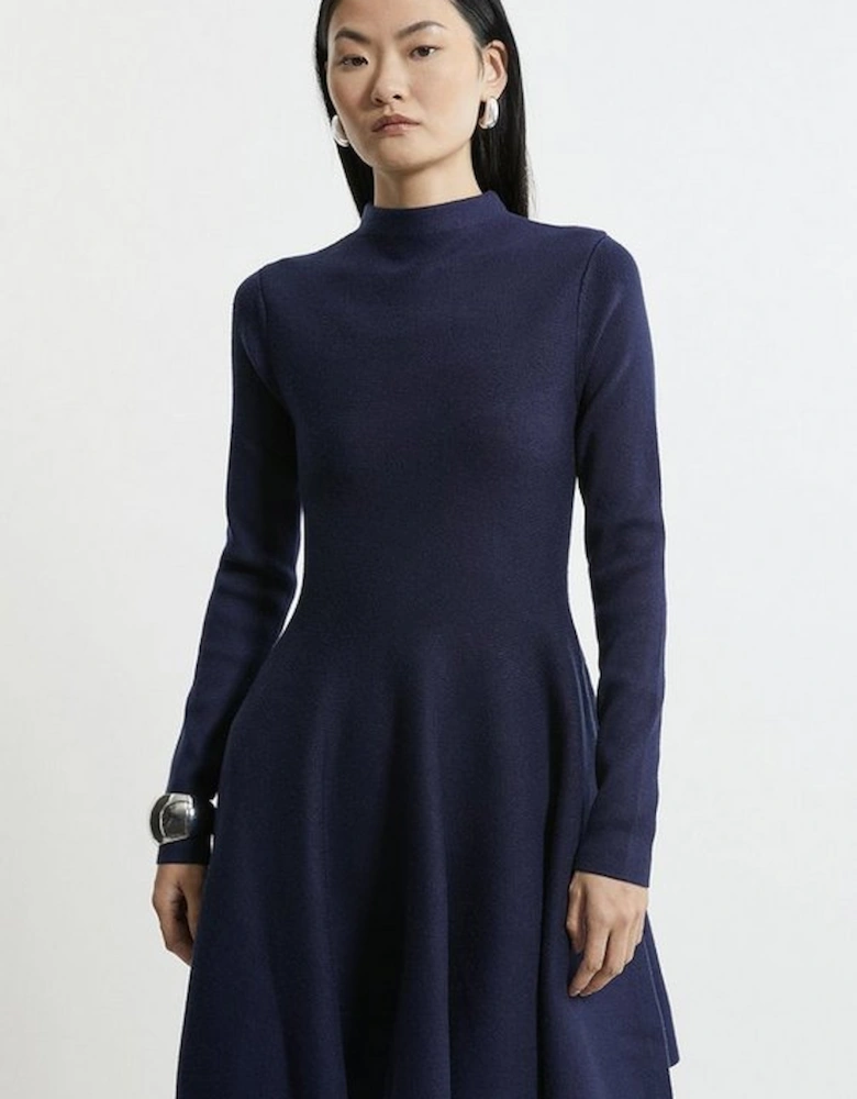 Viscose Blend Full Circle Knit Mini Dress