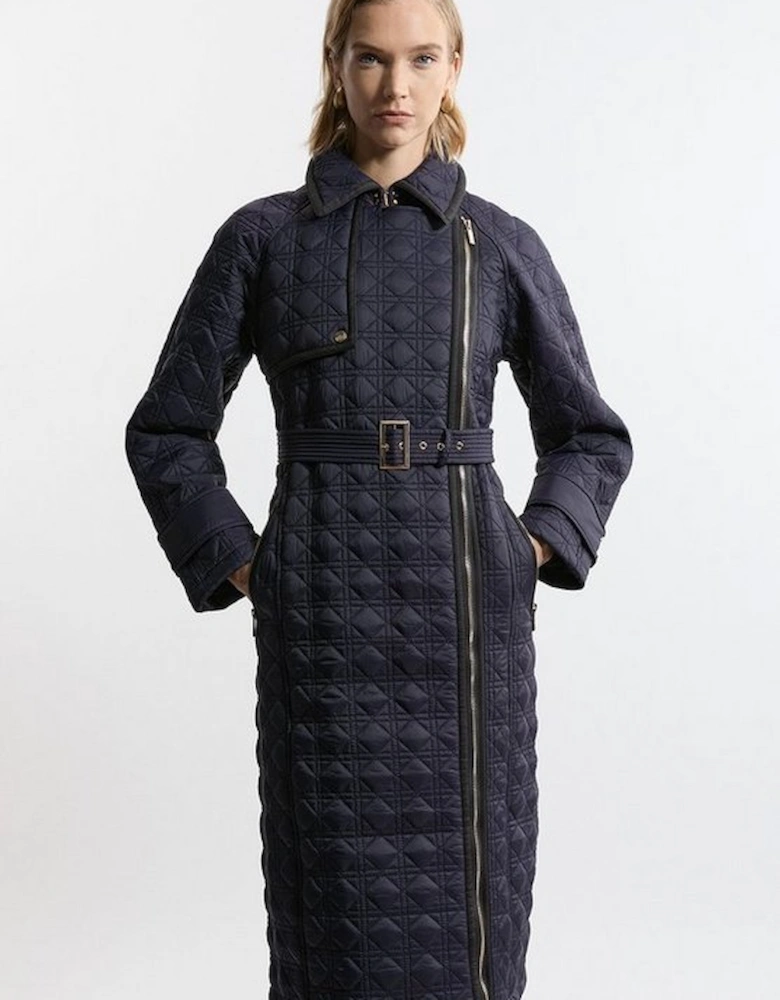 Quilted Belted Longline Trench Coat