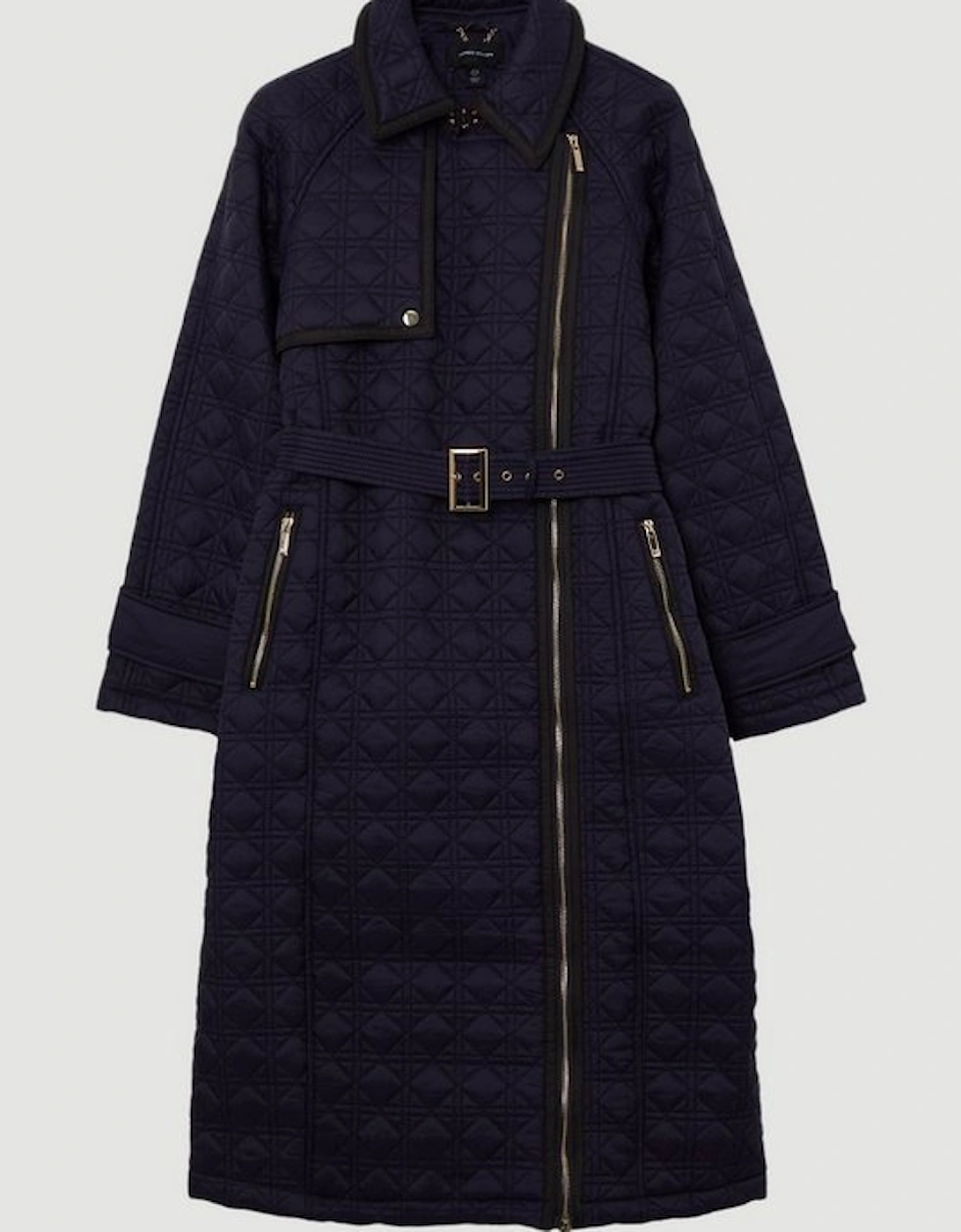 Quilted Belted Longline Trench Coat