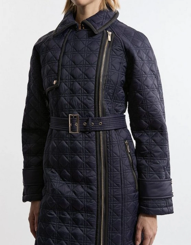 Quilted Belted Longline Trench Coat