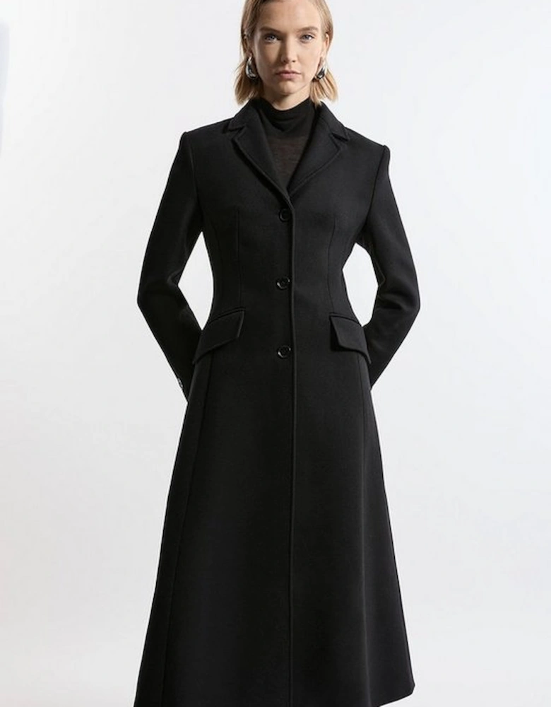 Premium Italian Manteco Wool Full Skirted Tailored Midaxi Coat