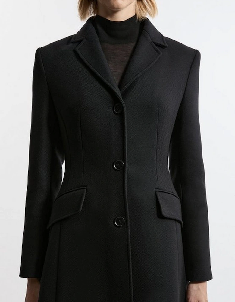 Premium Italian Manteco Wool Full Skirted Tailored Midaxi Coat