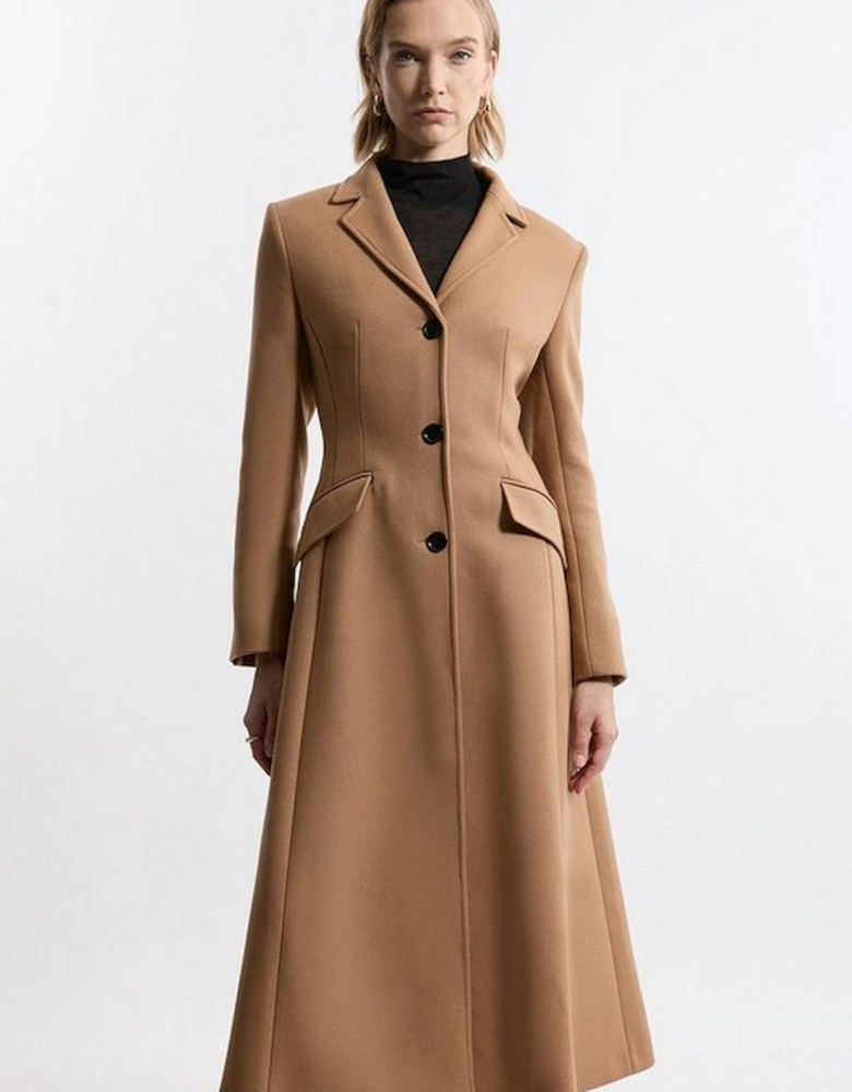 Premium Italian Manteco Wool Full Skirted Tailored Midaxi Coat