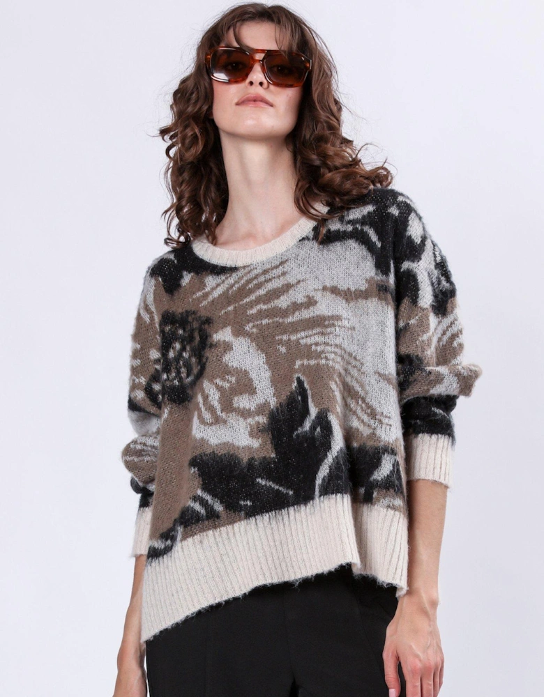 Abstract Oversized Jumper - Grey