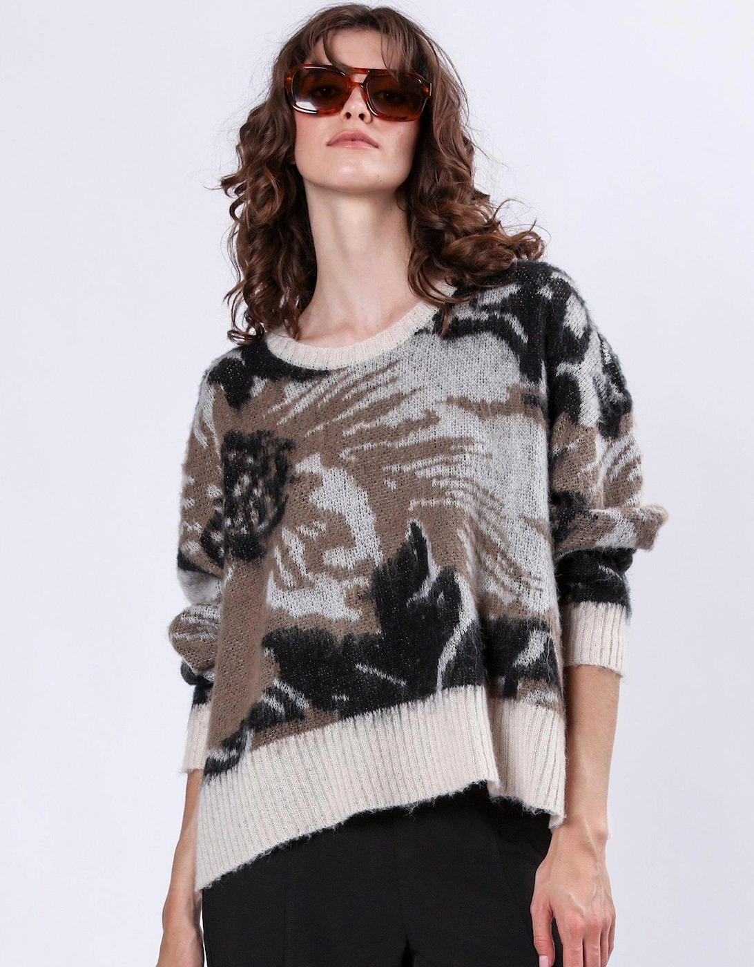 Abstract Oversized Jumper - Grey, 2 of 1