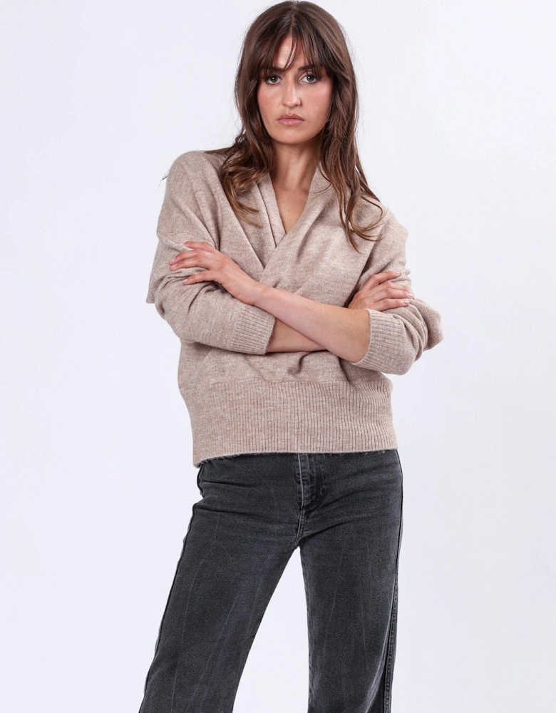 Shawl Wrap Jumper - Beige