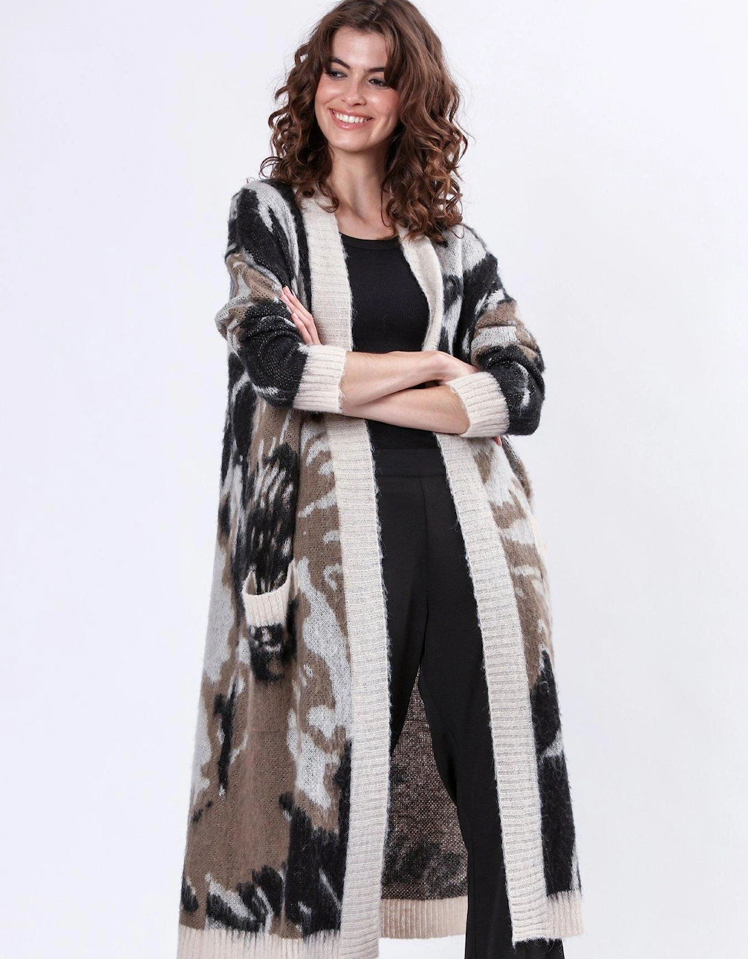 Abstract Long Maxi Cardigan - Grey, 2 of 1