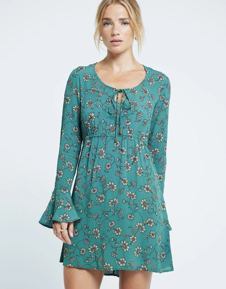 Keyhole Mini Dress - Green