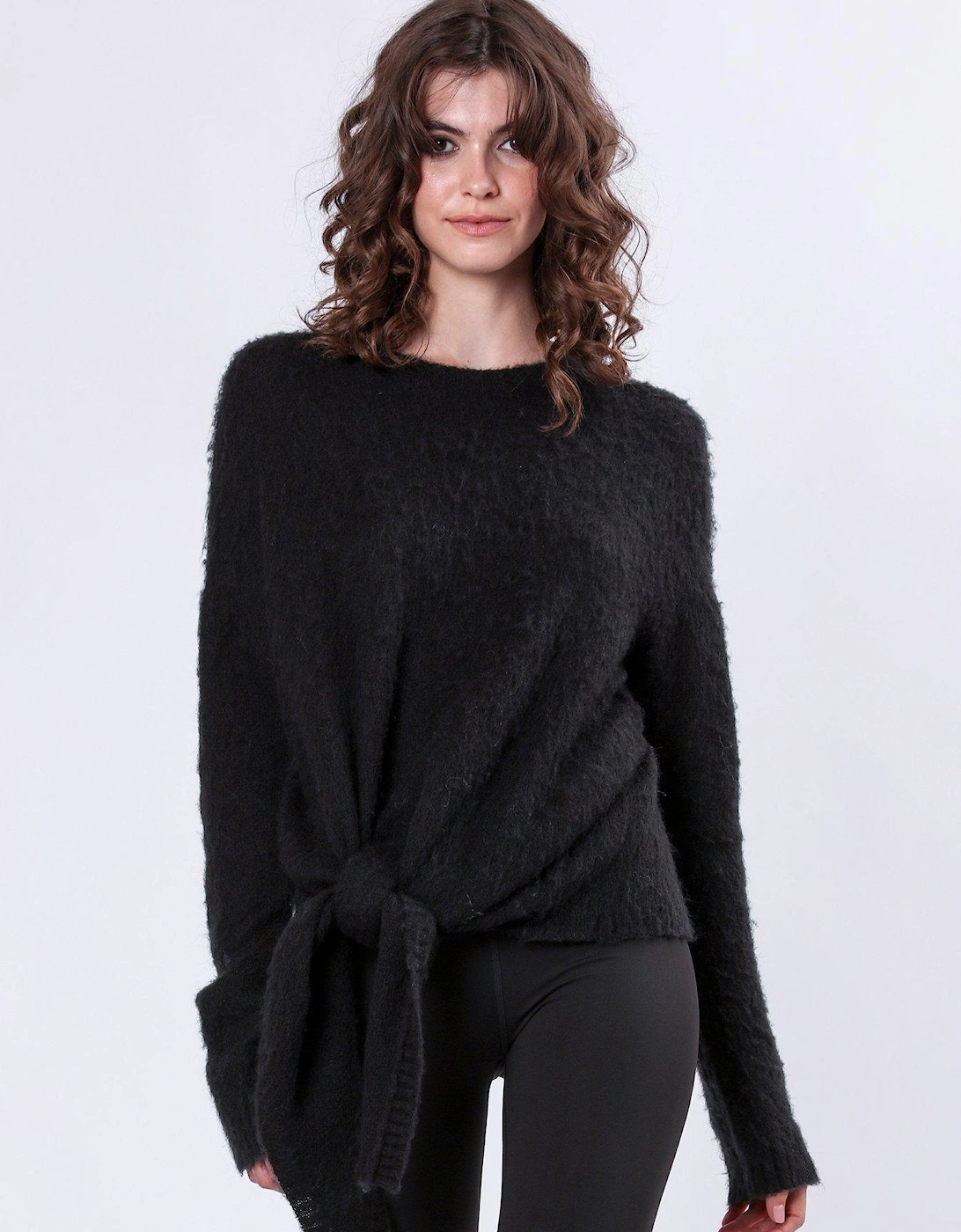 Reverse Tie Front Jumper - Black, 2 of 1