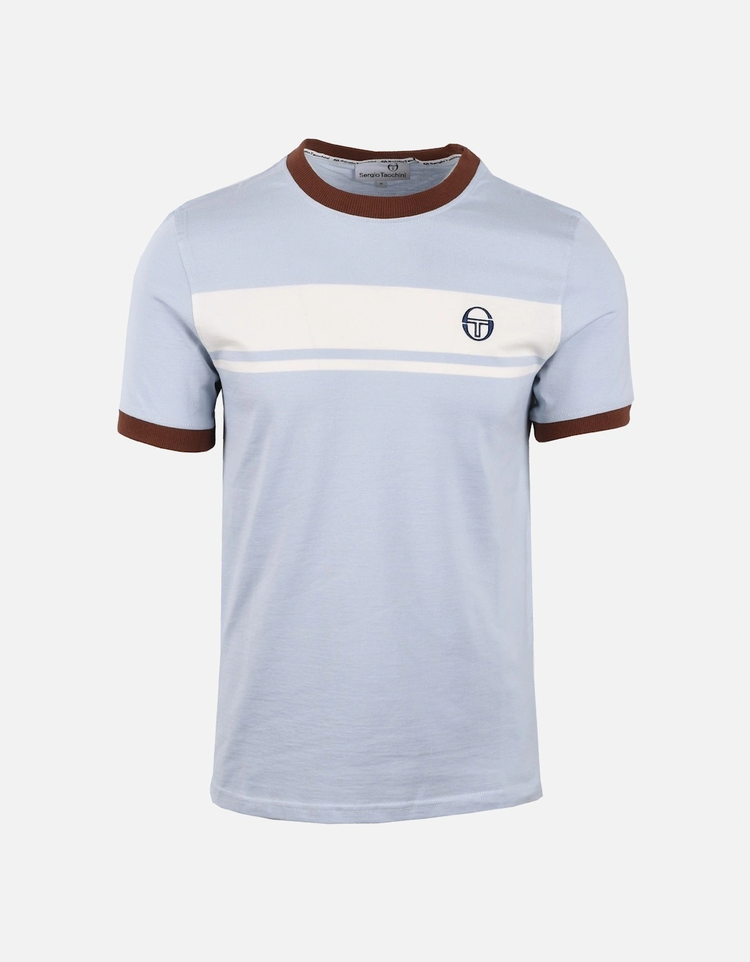 Mens Sergio Tacchini Master T-shirt Celestial Blue/Gardenia/Cappuccino - Size: 40