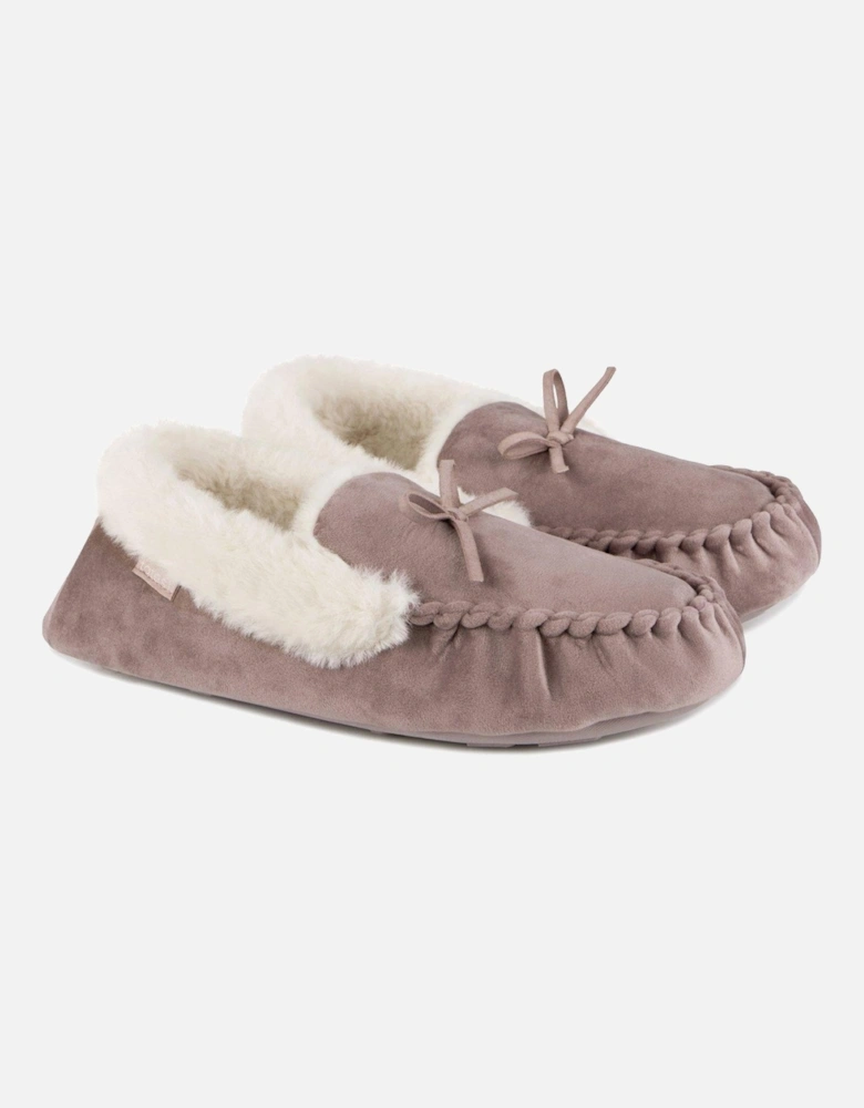 Velour Moccasin Slippers - Mink