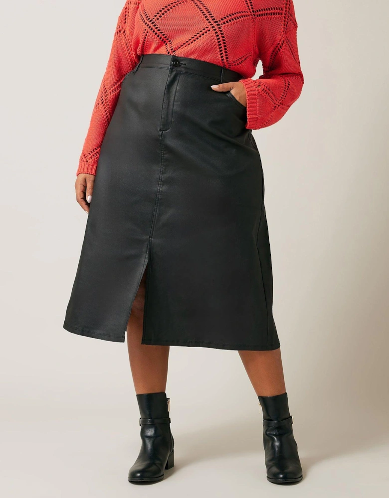 Pu Coated Skirt - Black