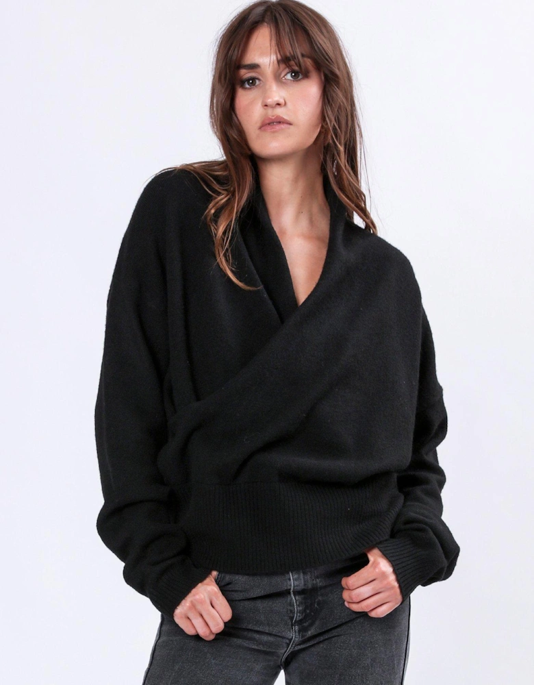 Shawl Wrap Jumper - Black