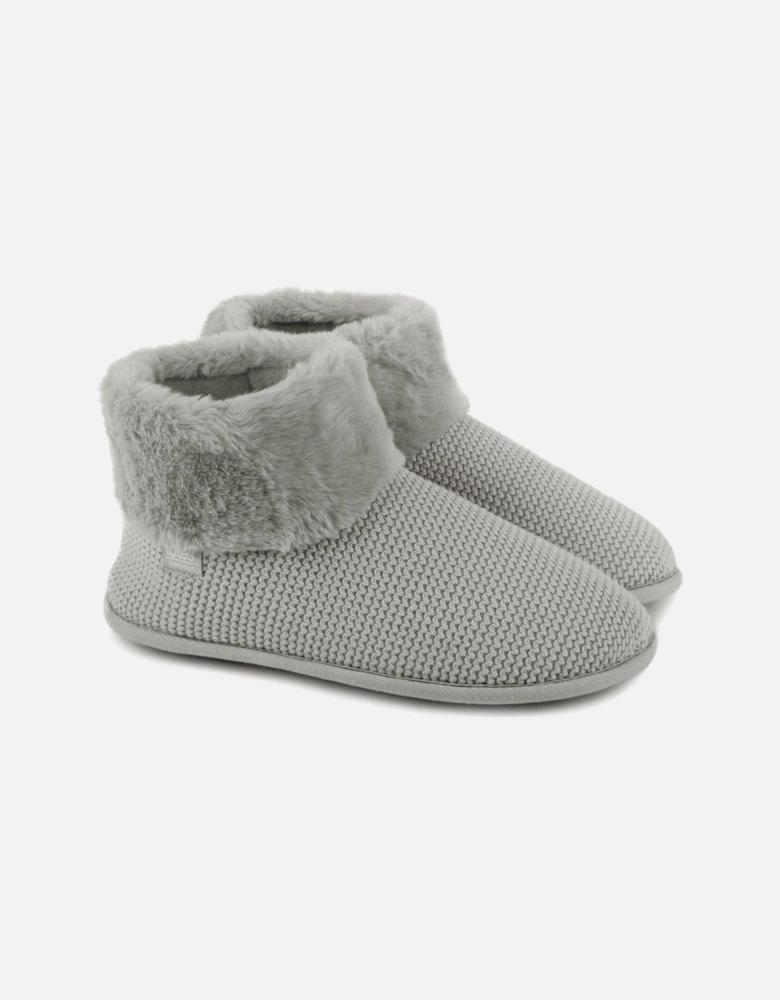 Isotoner Knit Boot with Faux Fur Cuff Slippers - Grey