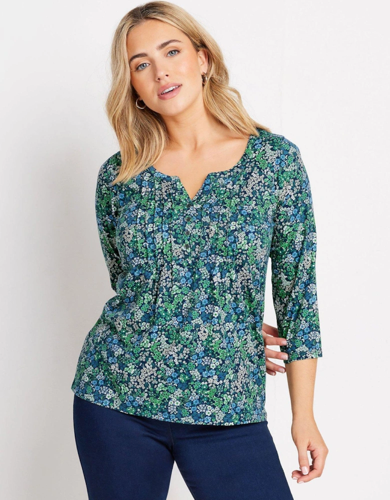 3/4 Sleeve Henley Top