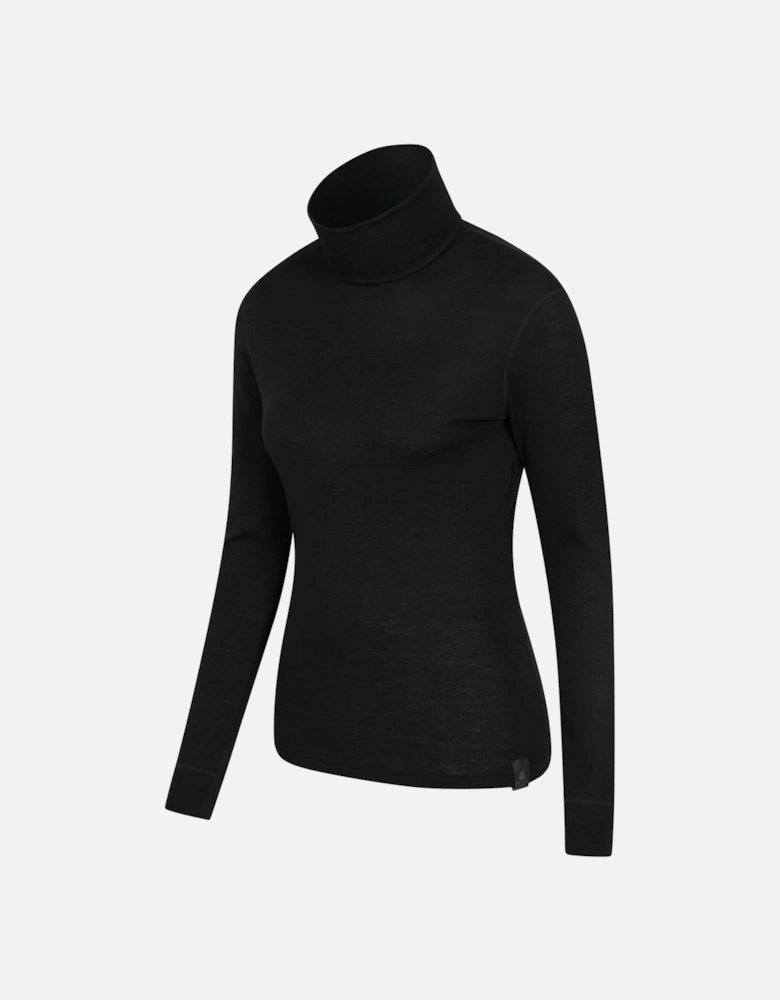 Womens/Ladies Merino Wool Roll Neck Base Layer Top