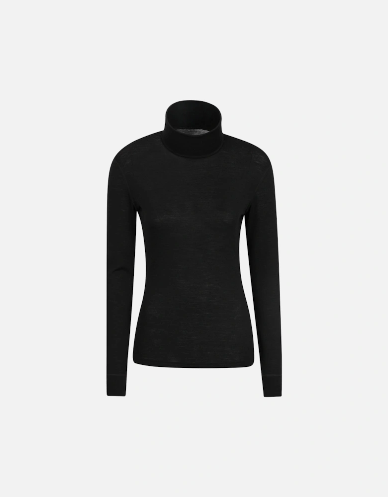 Womens/Ladies Merino Wool Roll Neck Base Layer Top