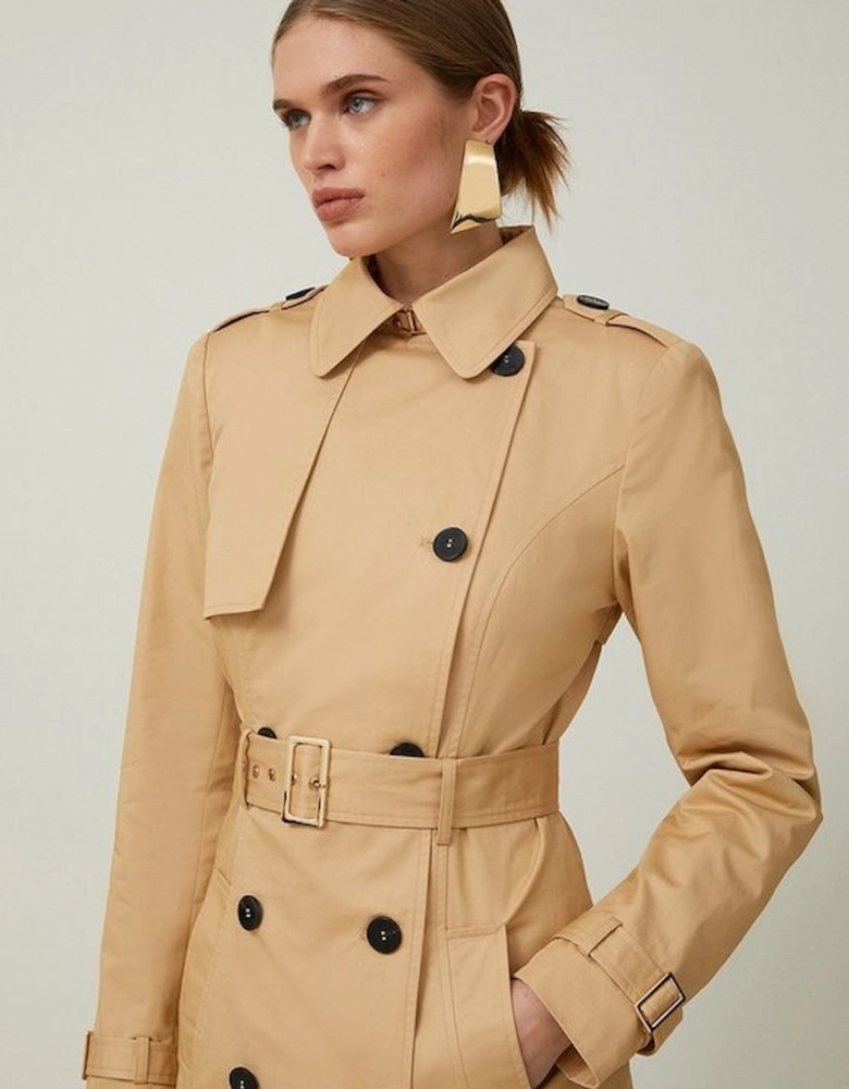 Petite Tailored Classic Belted Trench Coat