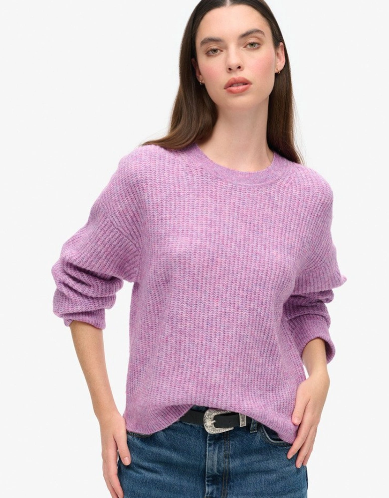 Women's Brushed Crew Neck Jumper Lilac Pink Twist