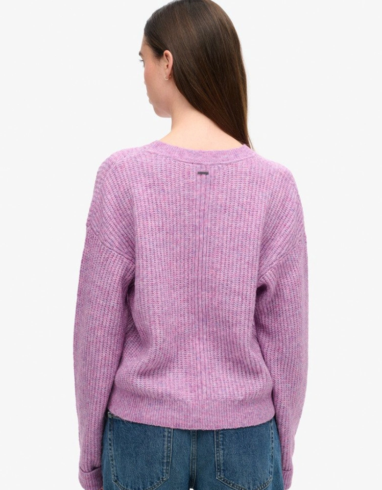 Women's Brushed Crew Neck Jumper Lilac Pink Twist