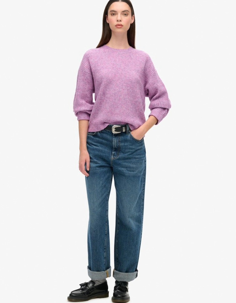 Women's Brushed Crew Neck Jumper Lilac Pink Twist