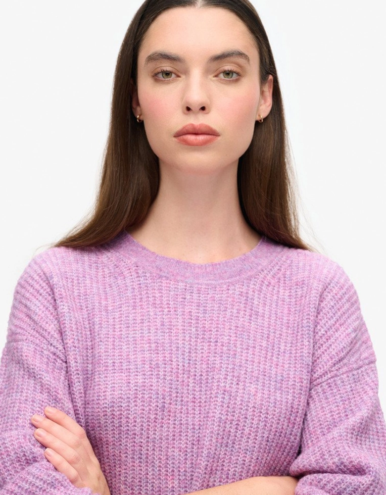 Women's Brushed Crew Neck Jumper Lilac Pink Twist