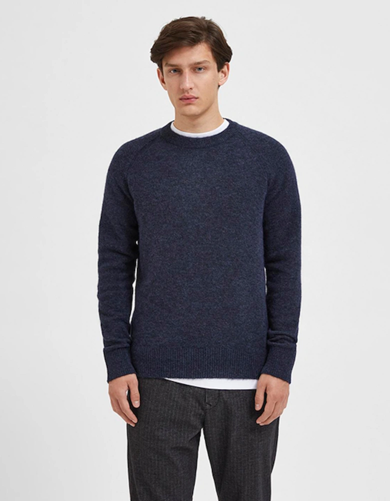 Homme Rai Long Sleeve Knit Crew Neck Pullover Sky Captain