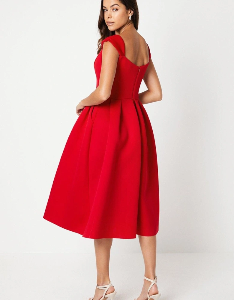 Scuba Sweetheart Neckline Midi Dress