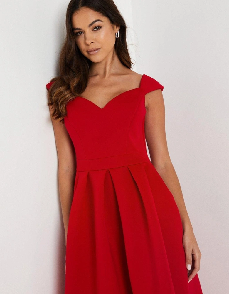 Scuba Sweetheart Neckline Midi Dress