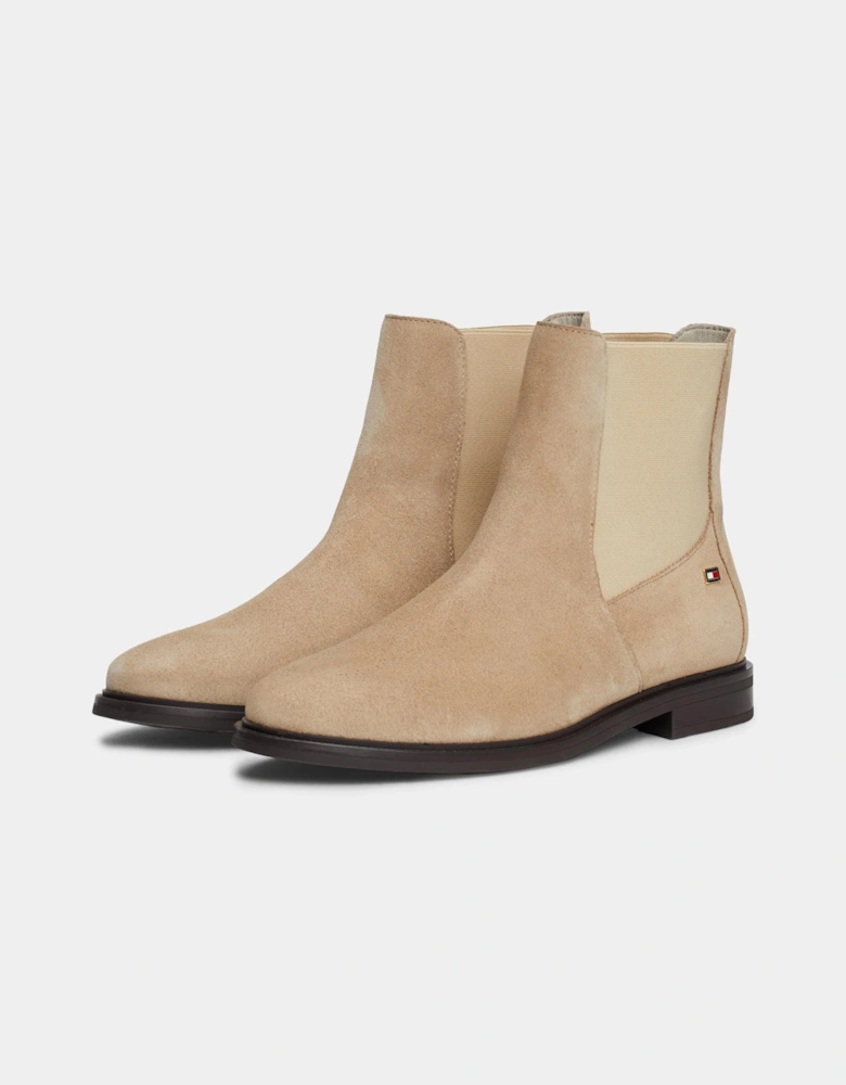 Flag Low-Heel Suede Womens Chelsea Boots