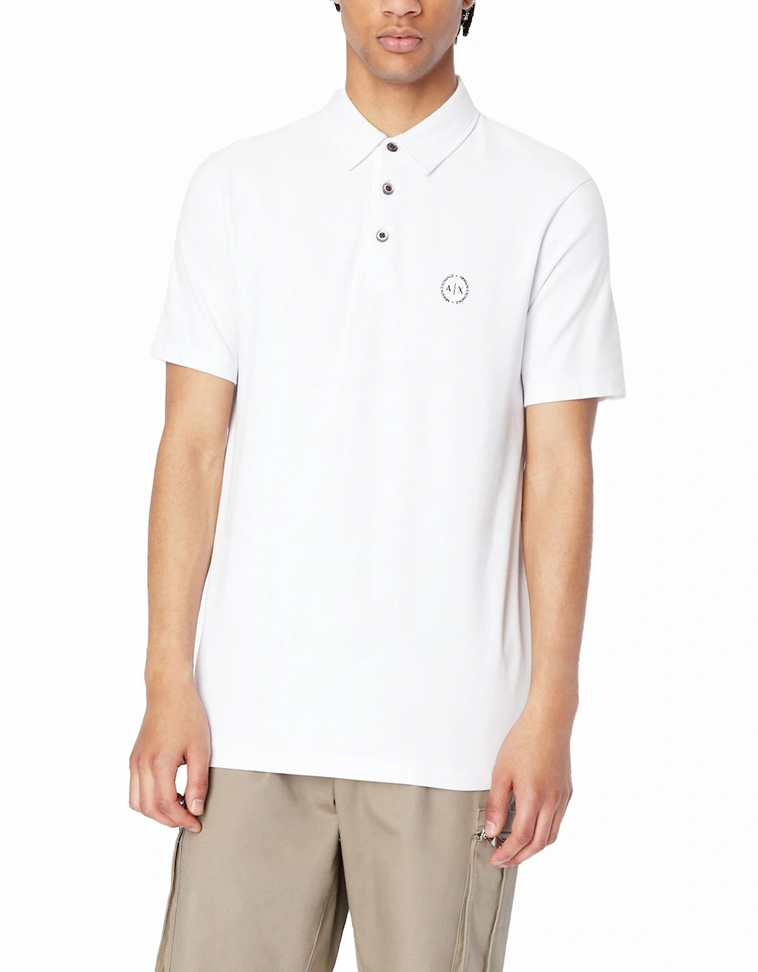 Small Chest Logo Stretch Polo - White