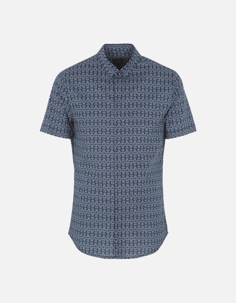 6RZC04 AX Print SS Shirt - Navy