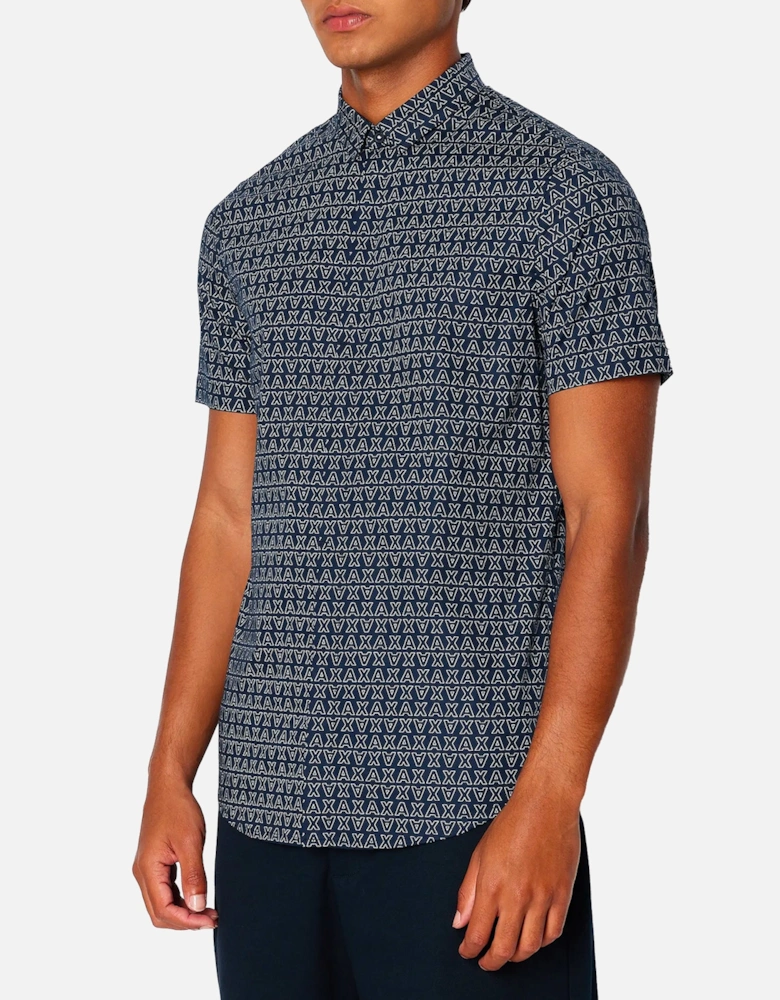 6RZC04 AX Print SS Shirt - Navy