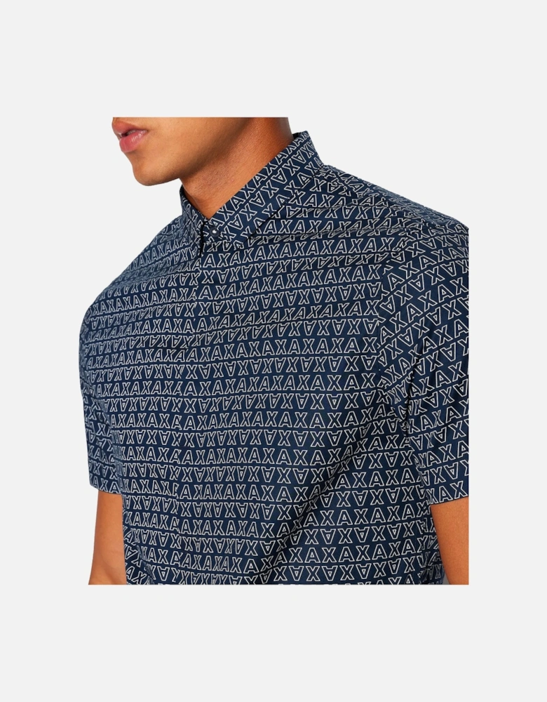 6RZC04 AX Print SS Shirt - Navy