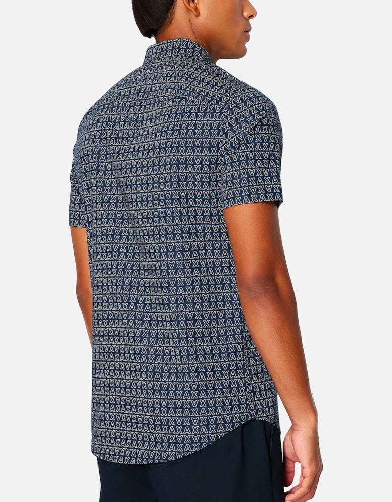 6RZC04 AX Print SS Shirt - Navy