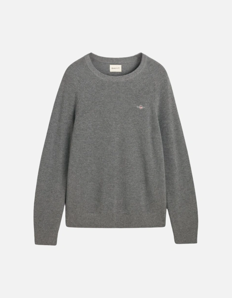 Cotton Wool Rib C-Neck - Dark Grey Melange