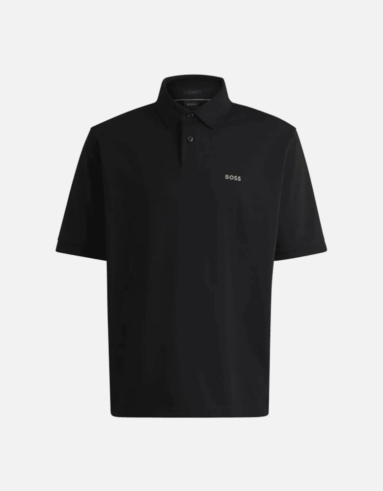 Pavel Embroidered Logo Relaxed Fit Black Polo Shirt