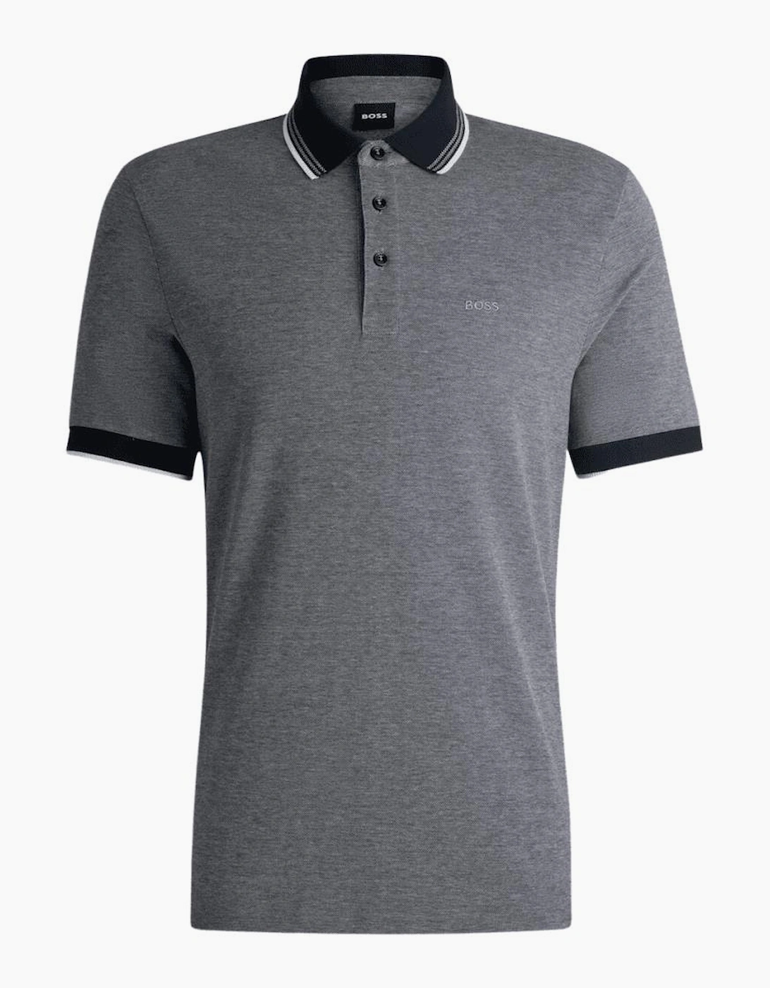 Hugo Boss Men's Grey H-Prout Embroidered Logo Navy Polo Shirt - Size: 38
